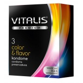 Цветные ароматизированные презервативы VITALIS PREMIUM color   flavor - 3 шт. - Vitalis - купить с доставкой в Керчи
