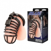 Черная металлическая клетка с замком Deluxe Chastity Cage - BlueLine - купить с доставкой в Керчи
