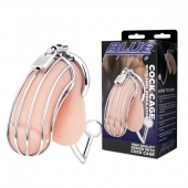Серебристая металлическая клетка с анальным стимулятором Cock Cage - BlueLine - купить с доставкой в Керчи