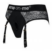 Черные трусики для насадок Diva Lingerie Harness - size S - Strap-on-me - купить с доставкой в Керчи