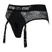 Черные трусики для насадок Diva Lingerie Harness - size M - Strap-on-me - купить с доставкой в Керчи