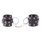 Черные кожаные наручники с люверсами - Crazy Handmade - купить с доставкой в Керчи