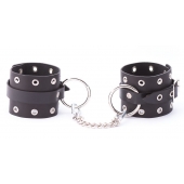 Черные кожаные оковы с люверсами - Crazy Handmade - купить с доставкой в Керчи