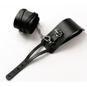 Черные кожаные оковы с креплением в виде веревочек - Crazy Handmade - купить с доставкой в Керчи