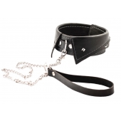Черный ошейник-воротничок с металлическим поводком - Crazy Handmade - купить с доставкой в Керчи