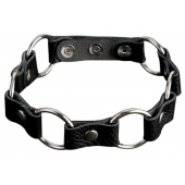 Кожаный черный ошейник с кольцами - Sitabella - купить с доставкой в Керчи