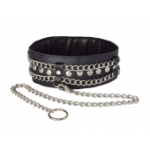 Чёрный ошейник с цепочками и поводком - Sitabella - купить с доставкой в Керчи