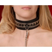 Чёрный ошейник с цепочками и поводком - Sitabella - купить с доставкой в Керчи