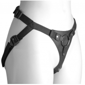 Черный женский пояс-трусики с кольцом для фиксации насадок - LOVETOY (А-Полимер) - купить с доставкой в Керчи