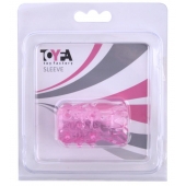 Розовая рельефная насадка на пенис - Toyfa Basic - в Керчи купить с доставкой