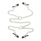 Серебристые зажимы для сосков и половых губ на тонкой цепочке - Notabu - купить с доставкой в Керчи