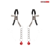 Серебристые зажимы на соски с шариками на цепочках - Notabu - купить с доставкой в Керчи