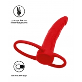 Красная насадка на пенис для двойного проникновения Black Red - 16,5 см. - ToyFa - купить с доставкой в Керчи