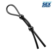 Черное силиконовое лассо с двумя шариками для утяжки - Sex Expert - в Керчи купить с доставкой