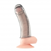 Текстурированная насадка на пенис Clear Textured Penis Enhancing Sleeve Extension - 16,5 см. - BlueLine - в Керчи купить с доставкой