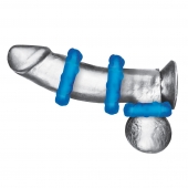 Комплект из трех голубых эрекционных колец 3-Pack Ribbed Rider Cock Ring Set - BlueLine - в Керчи купить с доставкой