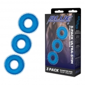 Комплект из трех голубых колец для эрекции 3-Pack Ultra-Stim Stretch Cock Rings - BlueLine - в Керчи купить с доставкой