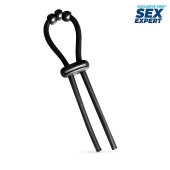 Черное эрекционное кольцо со стимулирующими бусинами - Sex Expert - в Керчи купить с доставкой