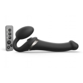Черный безремневой страпон Multi Orgasm Size M с клиторальной стимуляцией - Strap-on-me - купить с доставкой в Керчи
