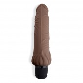 Коричневый вибратор с клиторальным выступом 7  Realistic Vibrator - 21,5 см. - PowerCocks