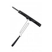 Черный кожаный ошейник-воротник с поводком - Pecado - купить с доставкой в Керчи