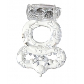 Прозрачное эрекционное кольцо с вибратором  и подхватом - Toyfa Basic - в Керчи купить с доставкой