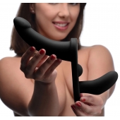 Черный вибрострапон Double Take 10X Double Penetration Vibrating Strap-on Harness - XR Brands - купить с доставкой в Керчи