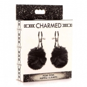 Зажимы для сосков с черным помпонами Pom Pom Nipple Clamps - XR Brands - купить с доставкой в Керчи