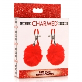Красные зажимы на соски с помпонами Pom Pom - XR Brands - купить с доставкой в Керчи