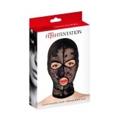 Черная кружевная маска на голову с отверстиями для глаз и рта - Fetish Tentation - купить с доставкой в Керчи