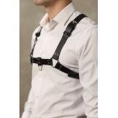 Черная мужская кожаная портупея №4 - БДСМ Арсенал - купить с доставкой в Керчи