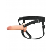 Телесный полый страпон на черных ремнях Hollow Silicone Strap-on - 17,8 см. - Pipedream - купить с доставкой в Керчи