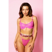 Эффектный розовый пояс из голографической эко-кожи - БДСМ Арсенал - купить с доставкой в Керчи