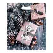 Новогодний пакет с принтом в виде подарков и вырубной ручкой (45х38 см) - Сима-Ленд - купить с доставкой в Керчи