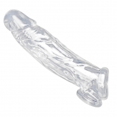 Прозрачная насадка для увеличения члена Realistic Clear Penis Enhancer and Ball Stretcher - 20,3 см. - XR Brands - в Керчи купить с доставкой