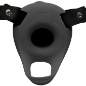 Черный полый страпон с вибрацией 2’’ Erection 28X Smooth Vibrating Silicone Penis Sheath - XR Brands - купить с доставкой в Керчи