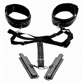 Черная бондажная система Acquire Easy Access Thigh Harness with Wrist Cuffs - XR Brands - купить с доставкой в Керчи