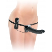 Черный страпон с вагинальной пробкой Deluxe Vibrating Penetrix Strap-On - 19 см. - Pipedream - купить с доставкой в Керчи