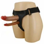 Темно-бежевый фаллопротез для двойного проникновения - 17,5 см. - Baile - купить с доставкой в Керчи