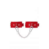 Красные кожаные узкие оковы со скруглёнными углами - Pecado - купить с доставкой в Керчи