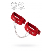 Красные кожаные узкие оковы со скруглёнными углами - Pecado - купить с доставкой в Керчи