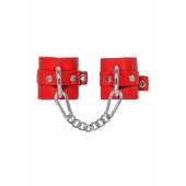 Красные мягкие кожаные наручники с люверсами - Pecado - купить с доставкой в Керчи