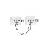 Белые мягкие кожаные наручники с люверсами - Pecado - купить с доставкой в Керчи