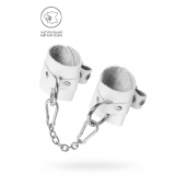 Белые мягкие кожаные наручники с люверсами - Pecado - купить с доставкой в Керчи