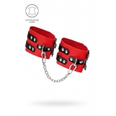 Красно-черные мягкие оковы с двумя ремешками с люверсами - Pecado - купить с доставкой в Керчи