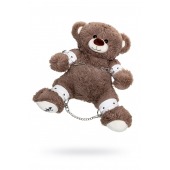 Бондажный набор: бурый мишка с белыми оковами и наручниками - Pecado - купить с доставкой в Керчи