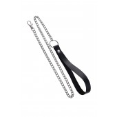 Поводок с ручкой из черной натуральной кожи и карабином для ошейника - Pecado - купить с доставкой в Керчи