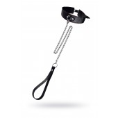 Кожаный двухслойный ошейник с красной строчкой и поводком - Pecado - купить с доставкой в Керчи