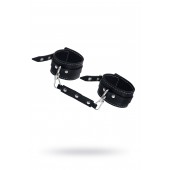 Черные двухслойные кожаные оковы с белой строчкой - Pecado - купить с доставкой в Керчи