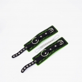 Черно-зеленые кожаные наручники с зеленой строчкой - Crazy Handmade - купить с доставкой в Керчи